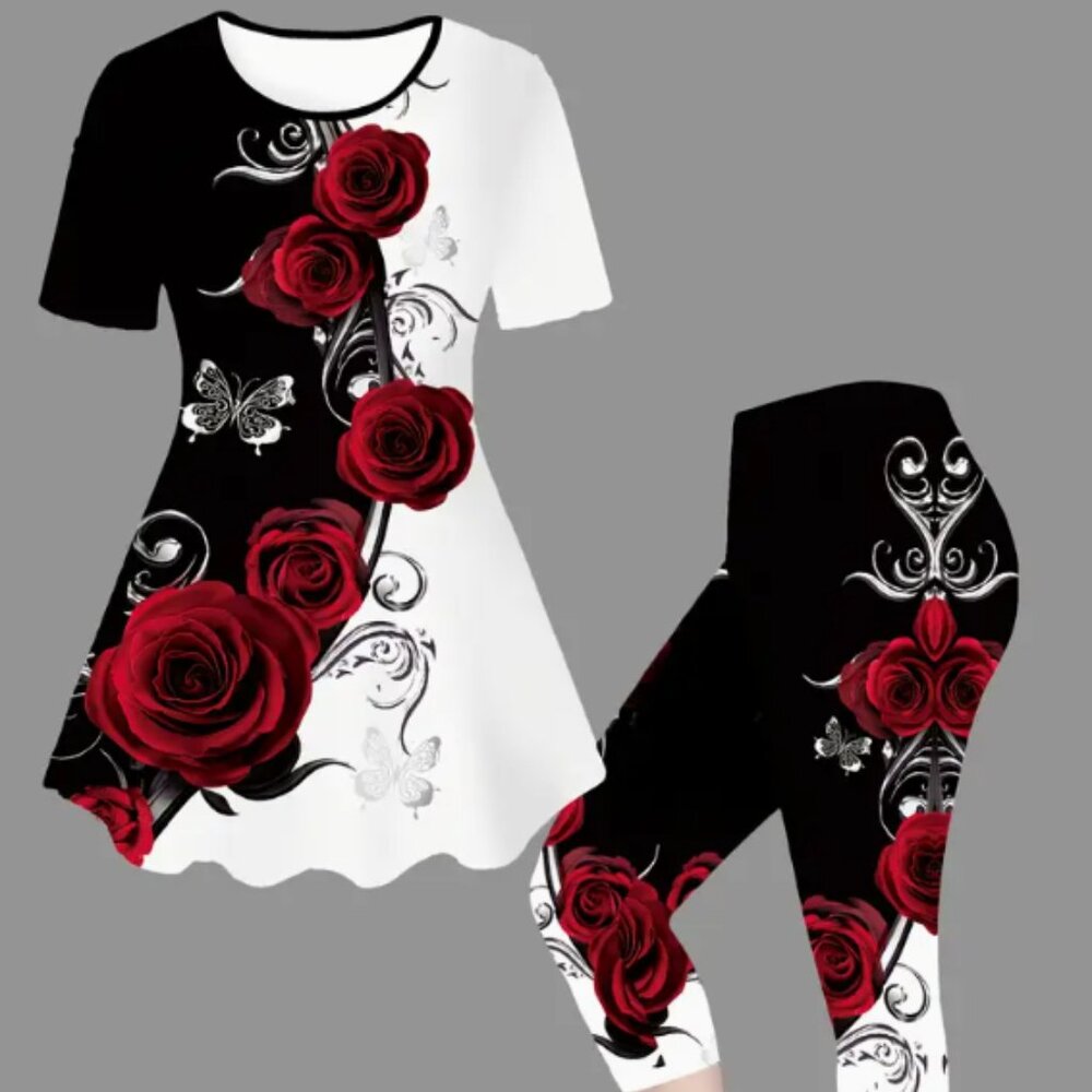 NEW! Rose & Butterfly Print 2-Piece Set – Size 6 (Medium) – NWT